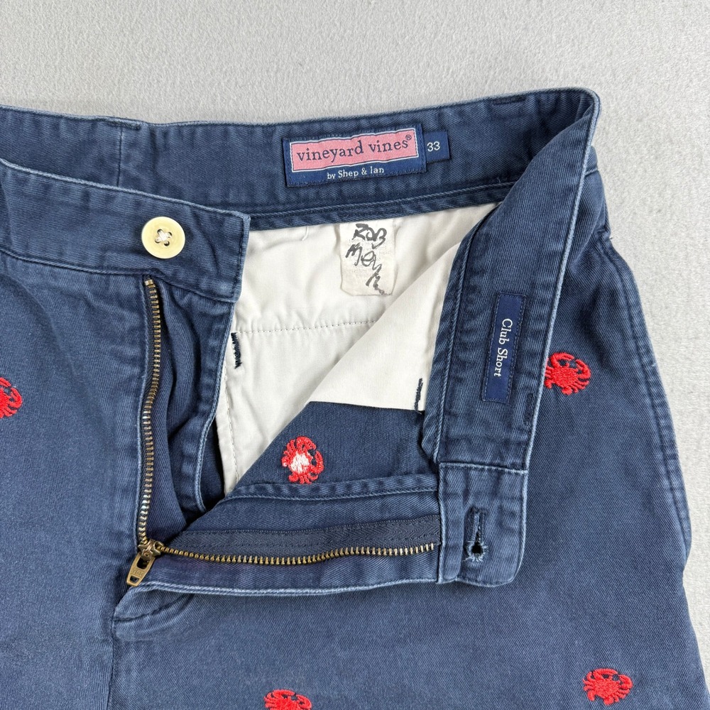 Vineyard Vines Club Shorts Men's 33 Navy Red Crab Embroided Chino Preppy - Picture 4 of 7
